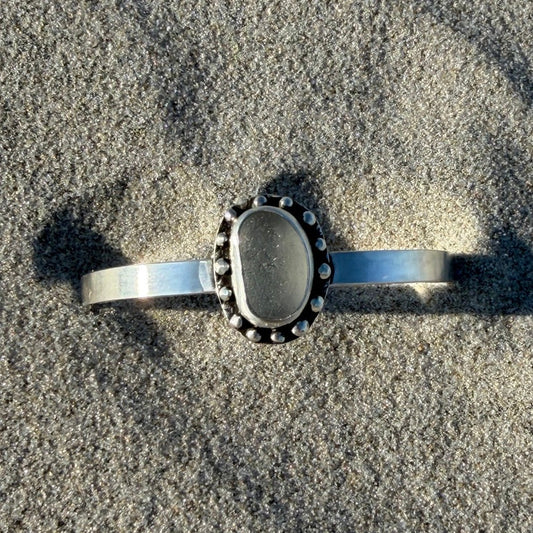 Smokey Grey Sea Glass Cuff Bracelet