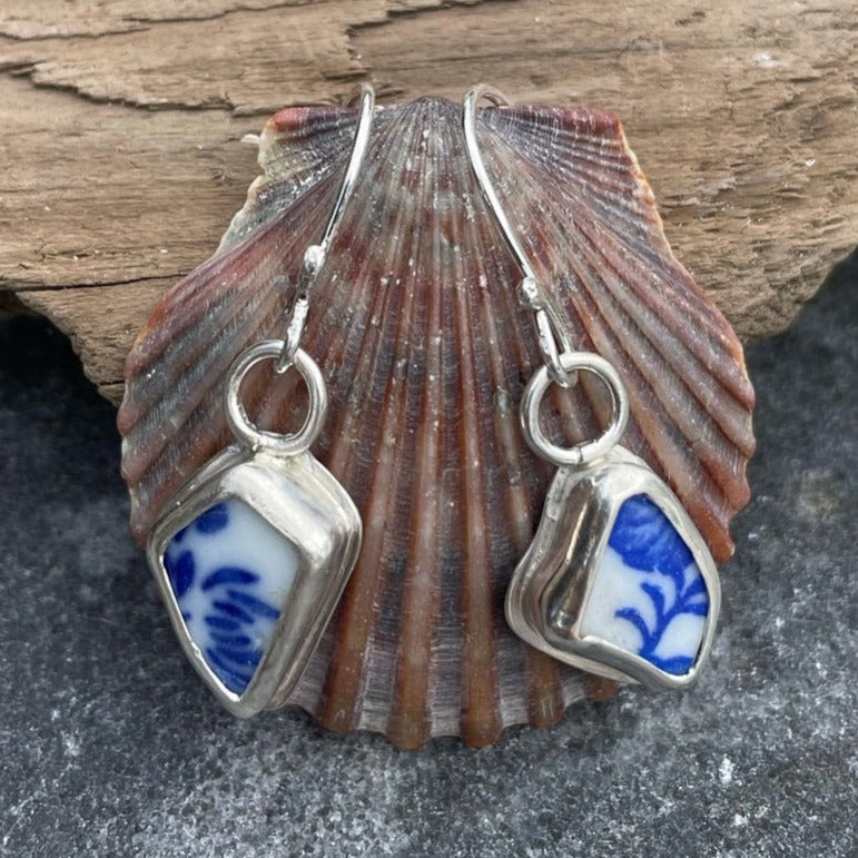 Blue Sea Pottery Earrings