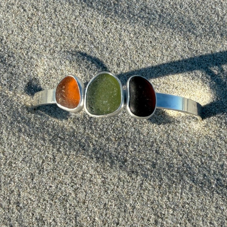 Three Piece Sea Glass Cuff Bracelet