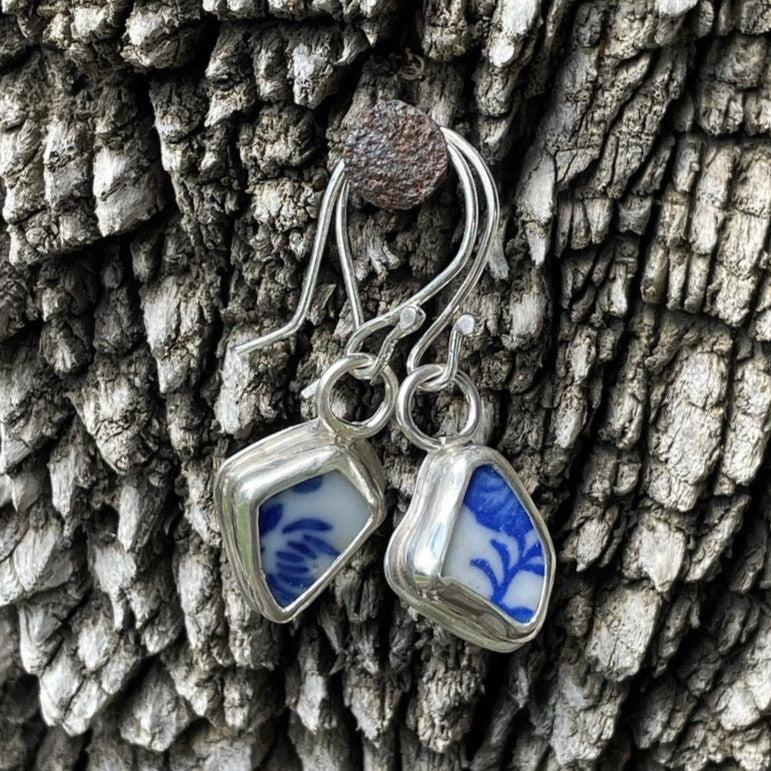 Blue Sea Pottery Earrings