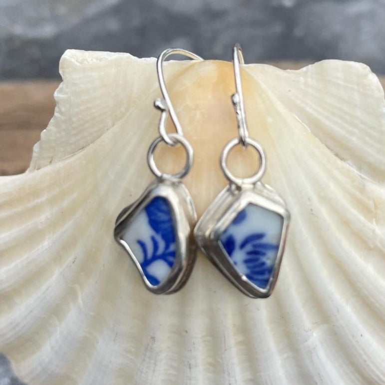 Blue Sea Pottery Earrings