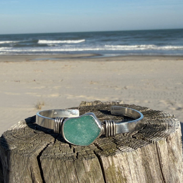 Aquamarine Sea Glass Cuff