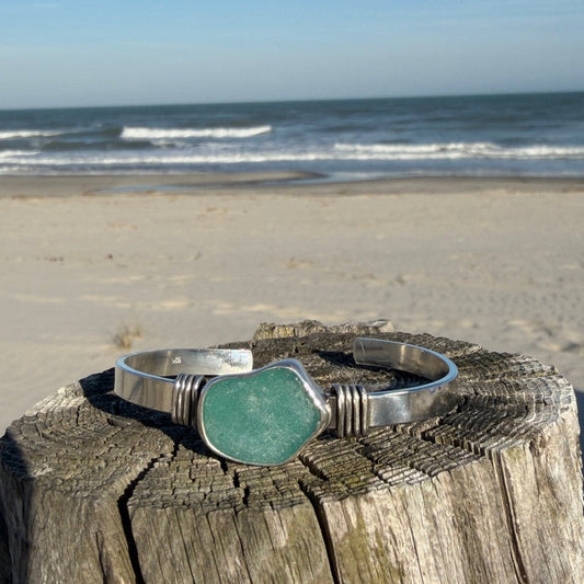 Aquamarine Sea Glass Cuff