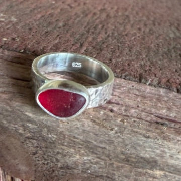 Red Sea Glass Ring - Size 6