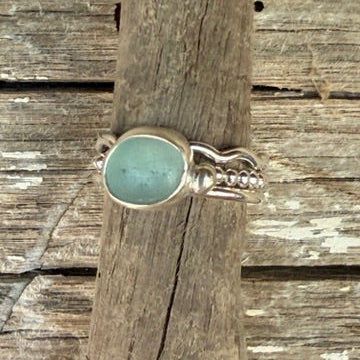 Sea Foam Blue Sea Glass Stacking Rings - Size 6.75
