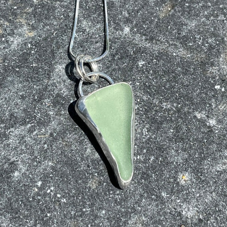 Sea Foam Green Sea Glass Pendant