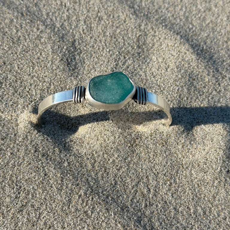 Aquamarine Sea Glass Cuff