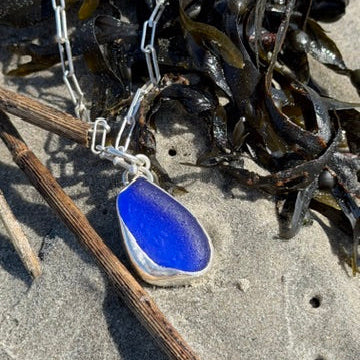 Cobalt Blue Sea Glass Toggle Pendant