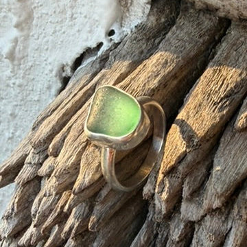 Sea Green Sea Glass Ring - Size 6.75