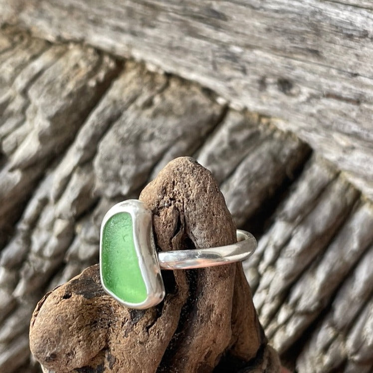 Sea Green Sea Glass Ring - size 9.75