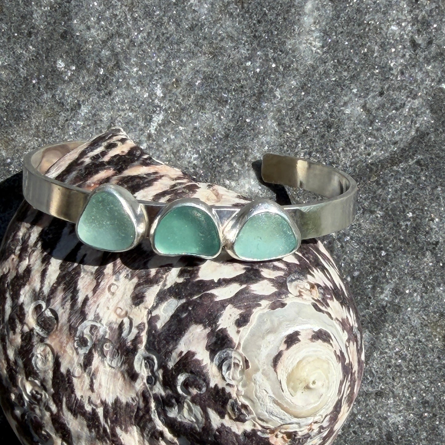 Three Piece Sea Glass Cuff Bracelet
