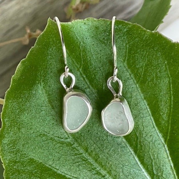 Sea Foam Green Sea Glass Earrings