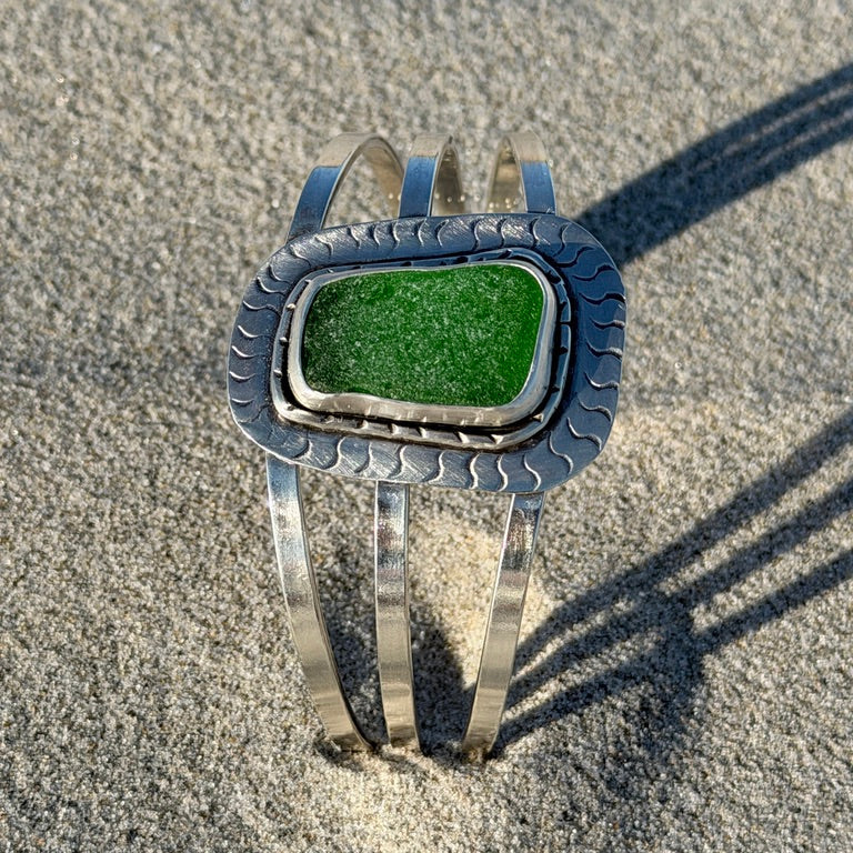 Chunky Kelly Green Statement Cuff Bracelet