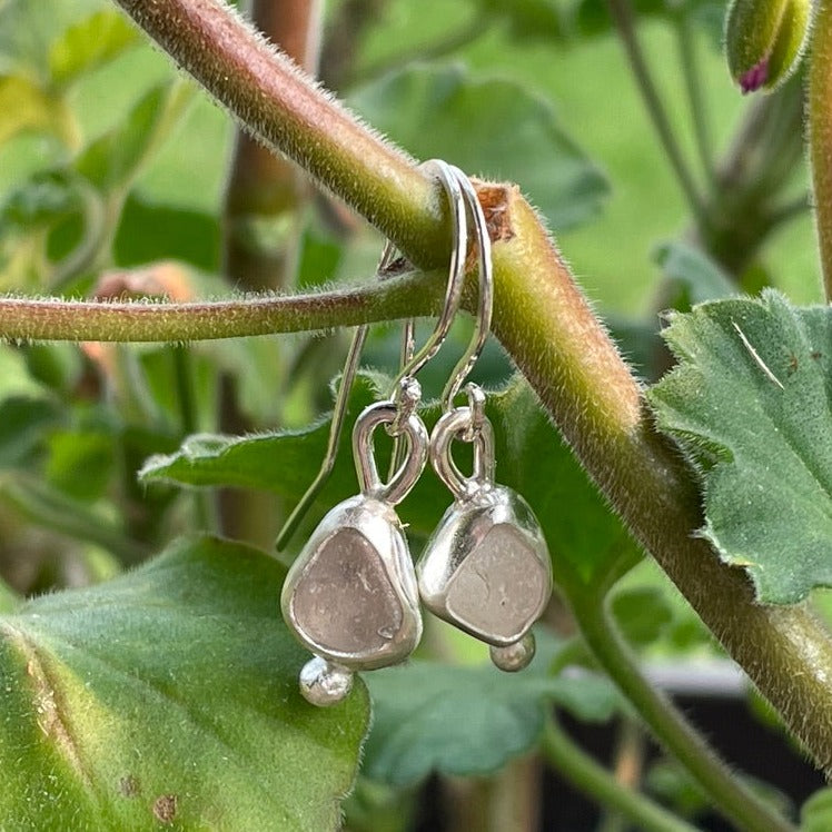 White Sea Glass Earrings