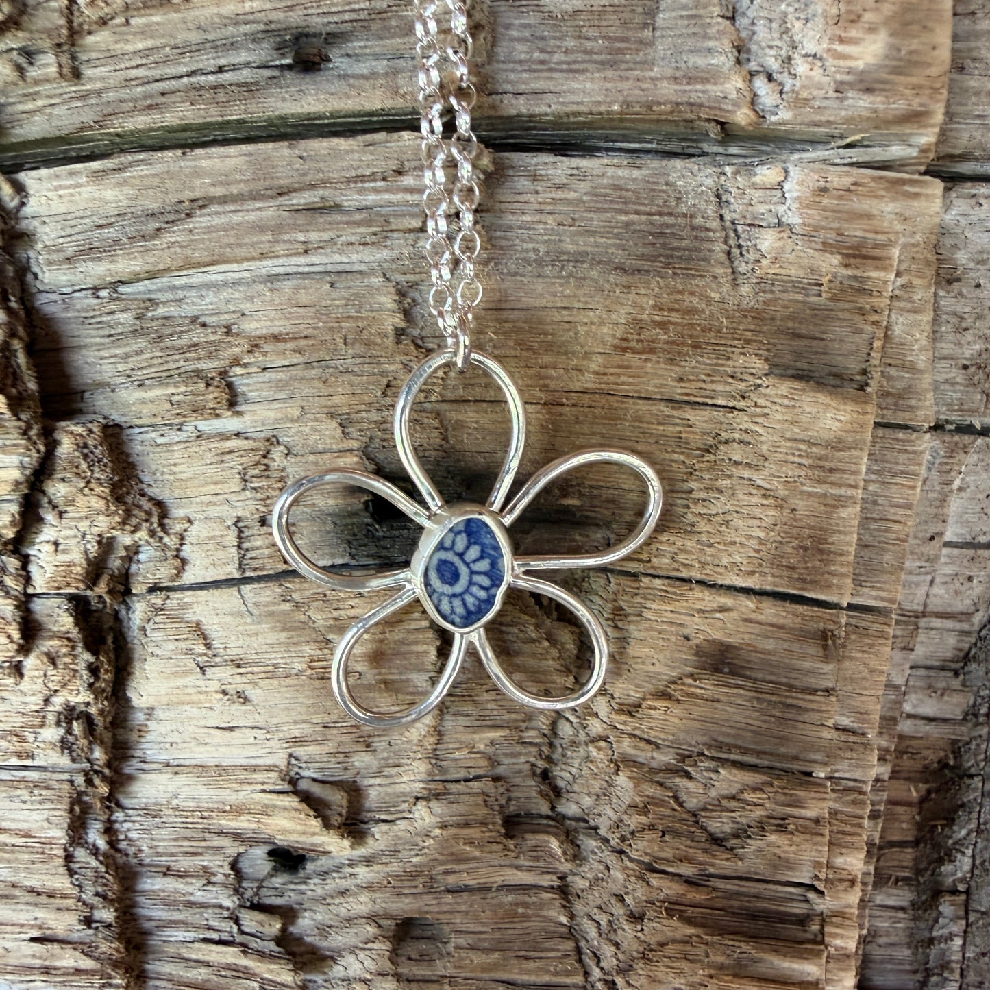 Blue Sea Pottery Daisy  Pendant
