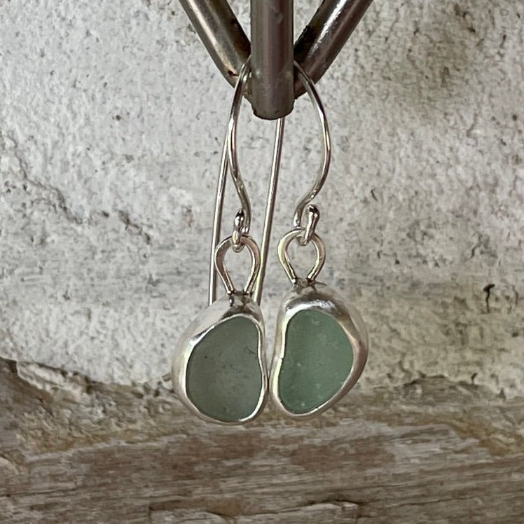 Sea Foam Green Sea Glass Earrings