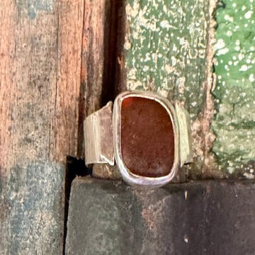 Amber Sea Glass Ring - Size - 10.5