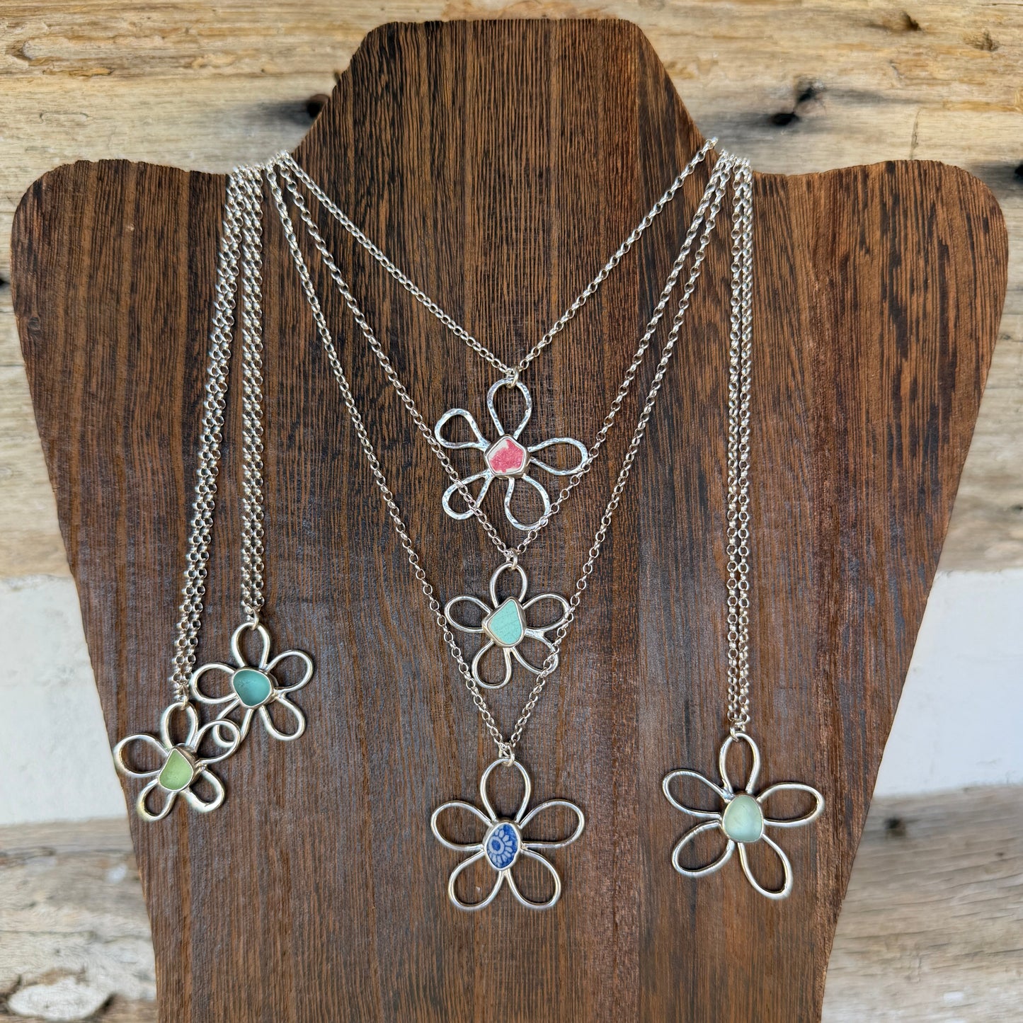 Blue Sea Pottery Daisy  Pendant
