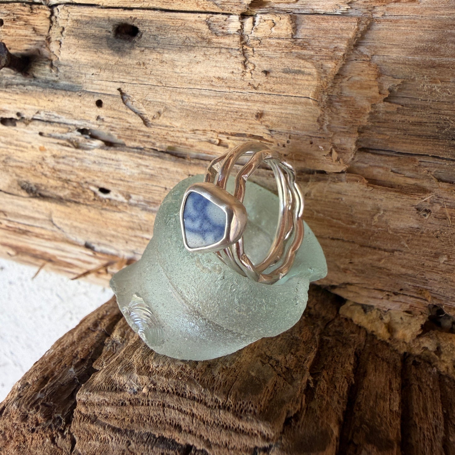 Blue Sea Pottery Stacking Rings - Size 6.5