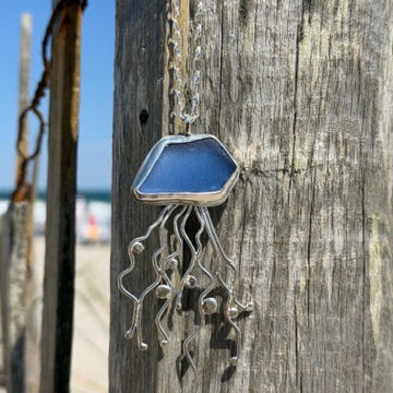 Cornflower Blue Sea Glass Jellyfish