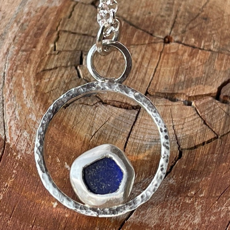 Cobalt Blue Sea Glass Pendant