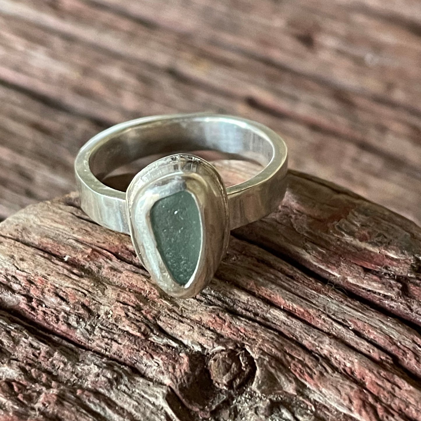 Sea Foam Green Sea Glass Ring - Size 7.5