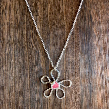 Pink Sea Pottery Daisy Pendant