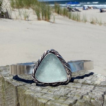 Pastel Blue Sea Glass Cuff