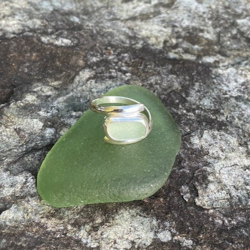 Sea Foam Green Sea Glass Ring - Size 7