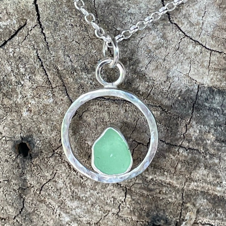 Sea Foam Green Sea Glass Pendant