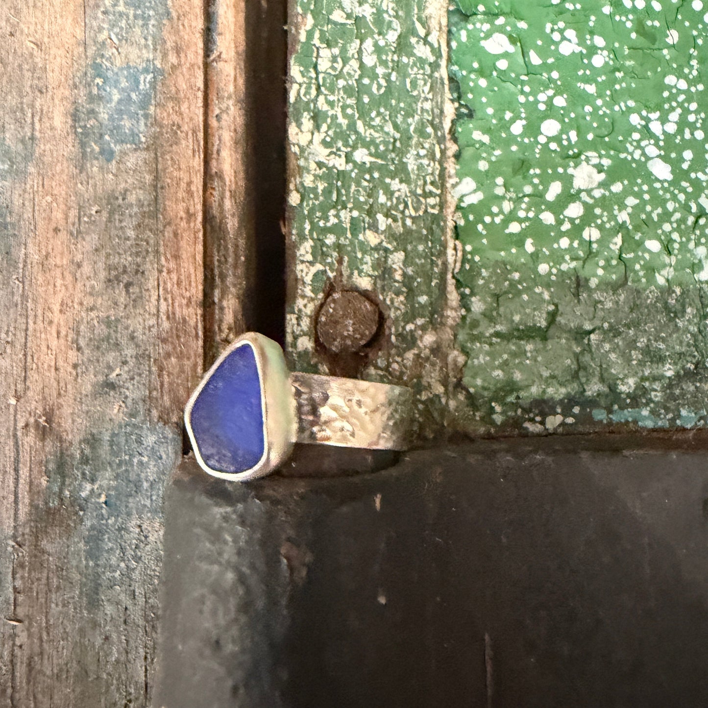 Cobalt Blue Sea Glass Ring -Size - 7.5