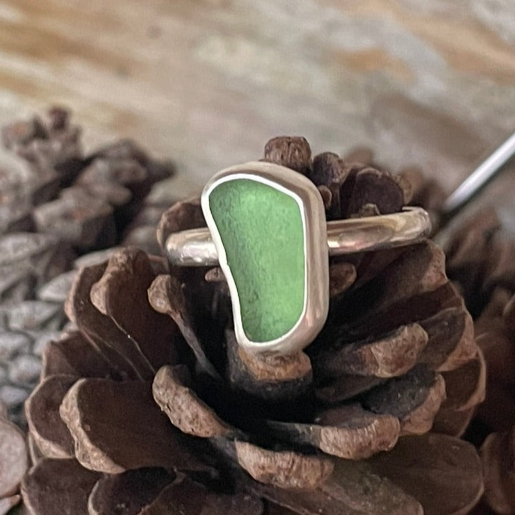 Sea Green Sea Glass Ring - size 9.75