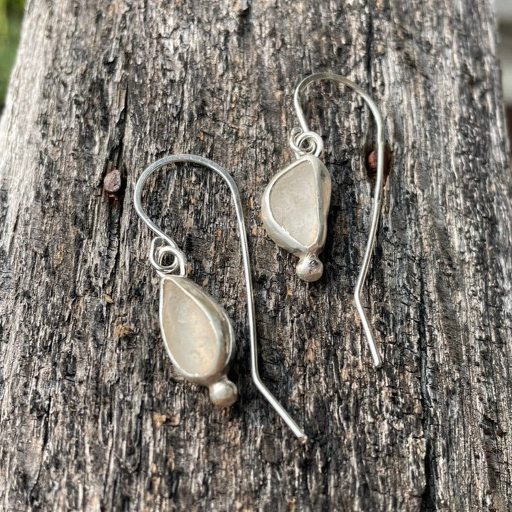 Frosty White Sea Glass Earrings