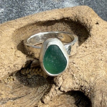 Teal Green Sea Glass Ring - Size 5.5