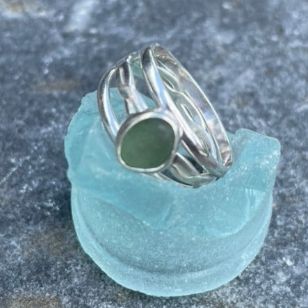 Light Teal Gray Twisted Stacking Rings - Size 7.5