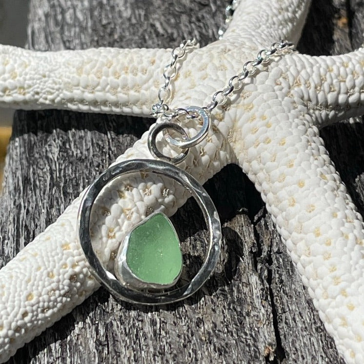 Sea Foam Green Sea Glass Pendant