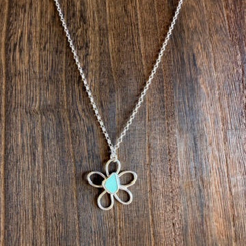 Aqua Sea Pottery Daisy Pendant