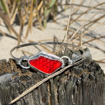 Red Sea Glass Clasp Bangle