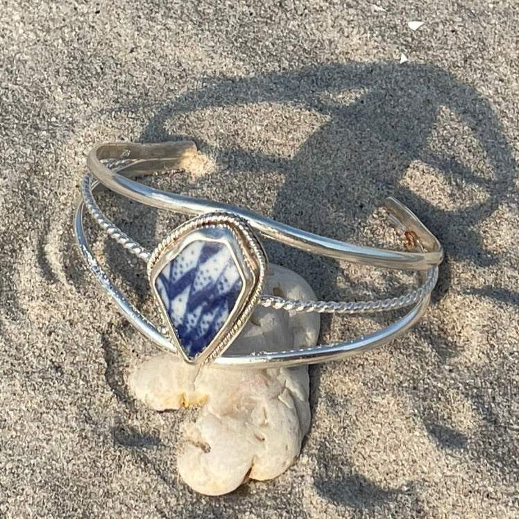 Speckled Blue Sea Pottery Bracelet