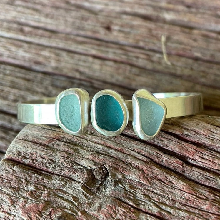 Three Piece Sea Glass Cuff Bracelet