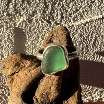 Sea Green Sea Glass Ring - Size 6.75