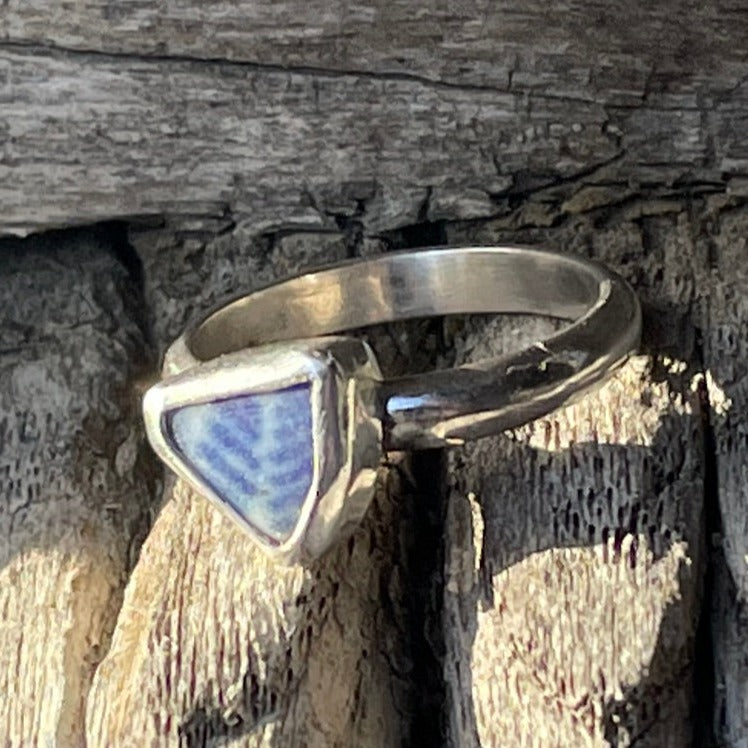 Blue Sea Pottery Ring - Size 7.5