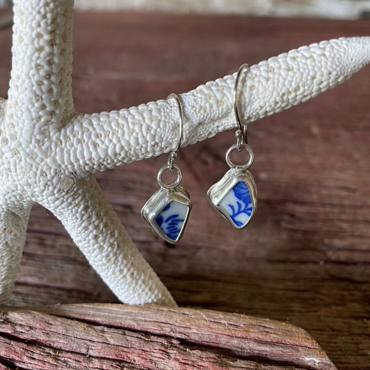 Blue Sea Pottery Earrings