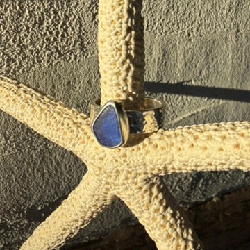 Cobalt Blue Sea Glass Ring -Size - 7.5