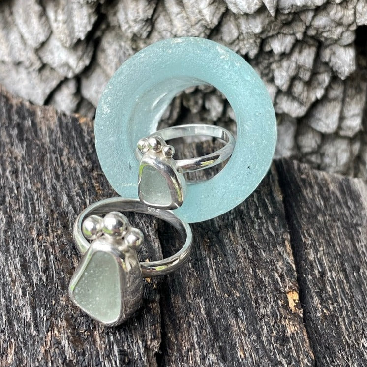 Mother Daughter Sea Foam Green Sea Rings