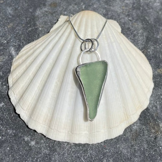 Sea Foam Green Sea Glass Pendant