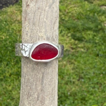 Red Sea Glass Ring - Size 6