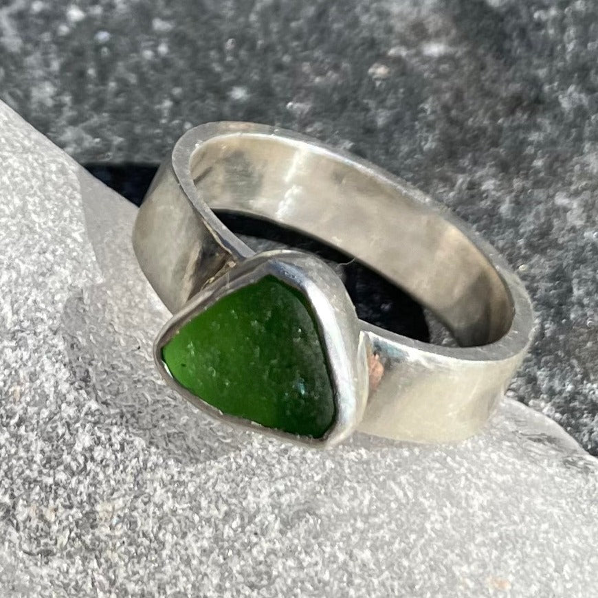 Emerald Green Sea Glass Double Cuff Bracelet