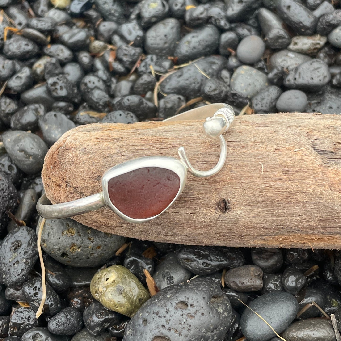 Amber Sea Glass Hook Bracelet