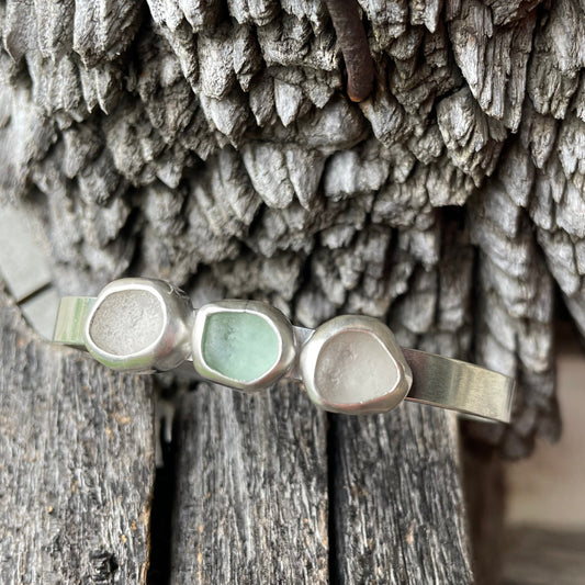 Three Piece Sea Glass Cuff Bracelet